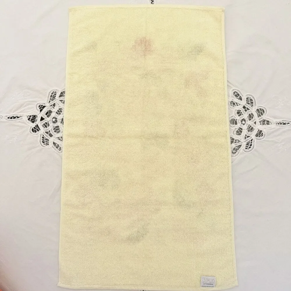 VTG Utica Fine Arts Hand Towel Floral 70s J.P.Stevens Soft Yellow Pink Green USA